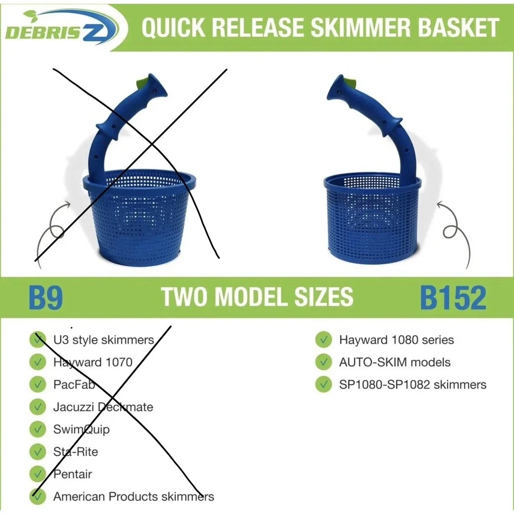 Debris Z B152 Quick Release Skimmer Basket Blue for Hayward 1080 SP1080 SP1082